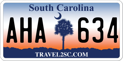 SC license plate AHA634