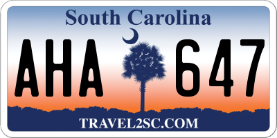 SC license plate AHA647