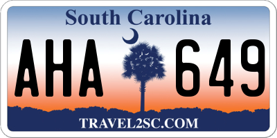 SC license plate AHA649