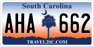 SC license plate AHA662