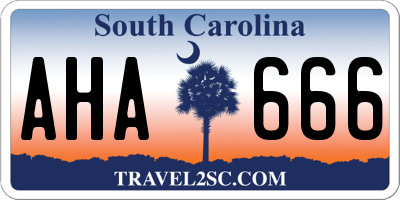 SC license plate AHA666