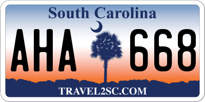 SC license plate AHA668