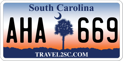 SC license plate AHA669