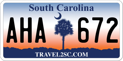 SC license plate AHA672