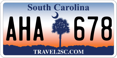 SC license plate AHA678