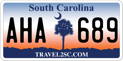 SC license plate AHA689