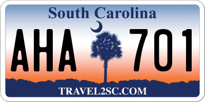 SC license plate AHA701