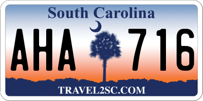 SC license plate AHA716