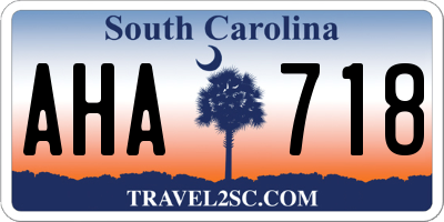 SC license plate AHA718