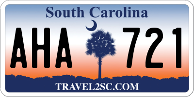 SC license plate AHA721