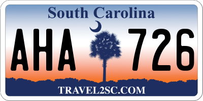 SC license plate AHA726