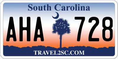 SC license plate AHA728