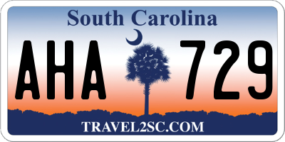 SC license plate AHA729