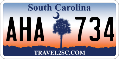 SC license plate AHA734