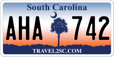 SC license plate AHA742