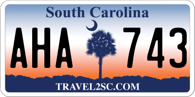 SC license plate AHA743