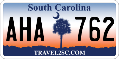 SC license plate AHA762