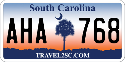 SC license plate AHA768