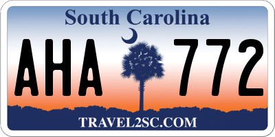 SC license plate AHA772