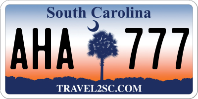SC license plate AHA777