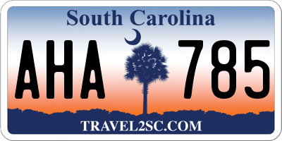 SC license plate AHA785