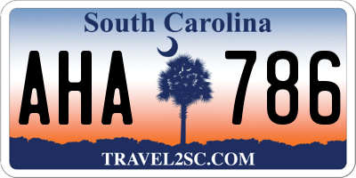 SC license plate AHA786