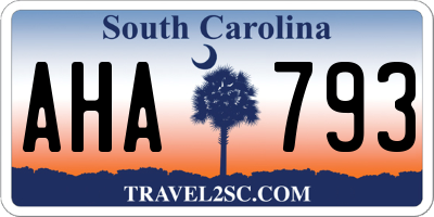 SC license plate AHA793