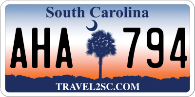 SC license plate AHA794