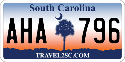 SC license plate AHA796
