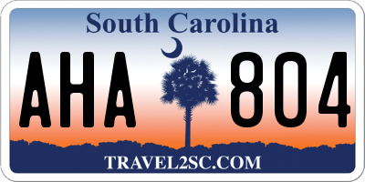 SC license plate AHA804