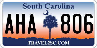 SC license plate AHA806