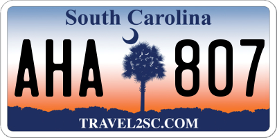 SC license plate AHA807