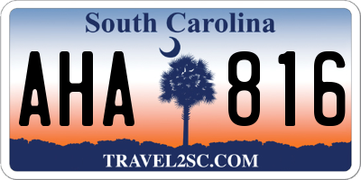 SC license plate AHA816
