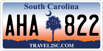 SC license plate AHA822