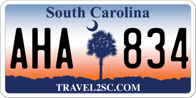 SC license plate AHA834