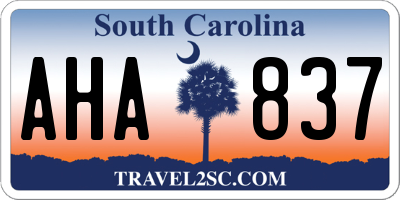 SC license plate AHA837