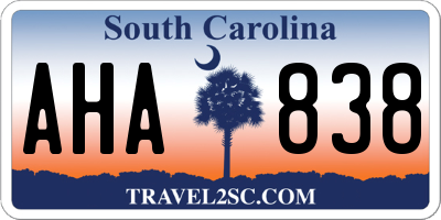 SC license plate AHA838