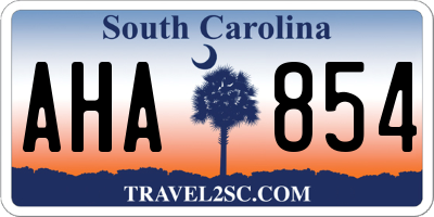 SC license plate AHA854