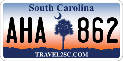 SC license plate AHA862