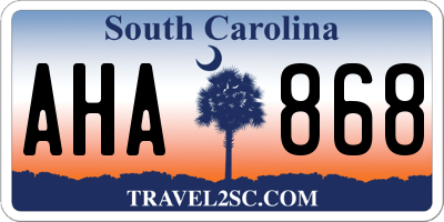 SC license plate AHA868