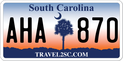 SC license plate AHA870