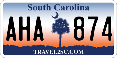 SC license plate AHA874