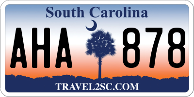 SC license plate AHA878