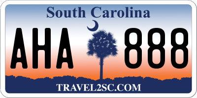 SC license plate AHA888
