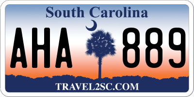 SC license plate AHA889