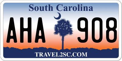 SC license plate AHA908