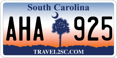 SC license plate AHA925