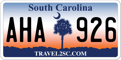 SC license plate AHA926