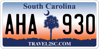 SC license plate AHA930