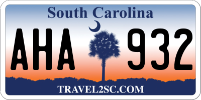 SC license plate AHA932